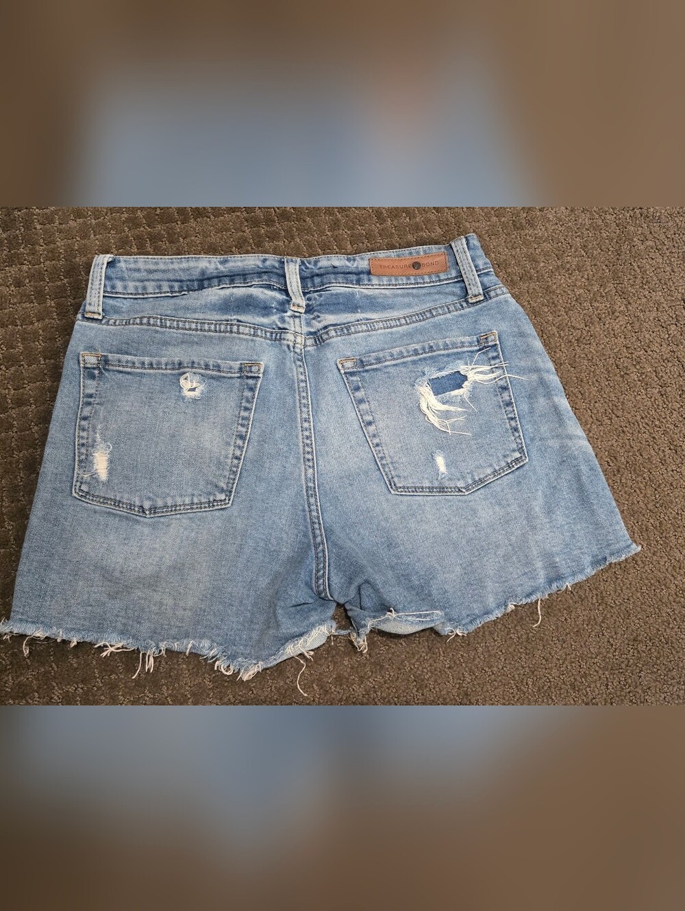 Treasure Bound Distressed Light Blue Denim Shorts